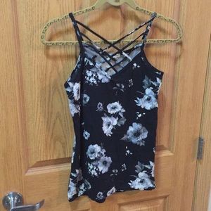 Black and white floral tank top